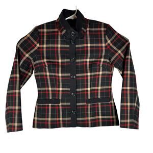 Vintage Pendleton 100% Virgin Wool Plaid Botton Front Mock Neck Jacket Size 6